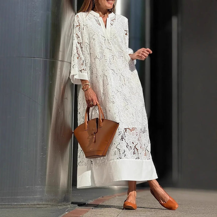 Mevara – Transparentes Spitzen-Maxikleid