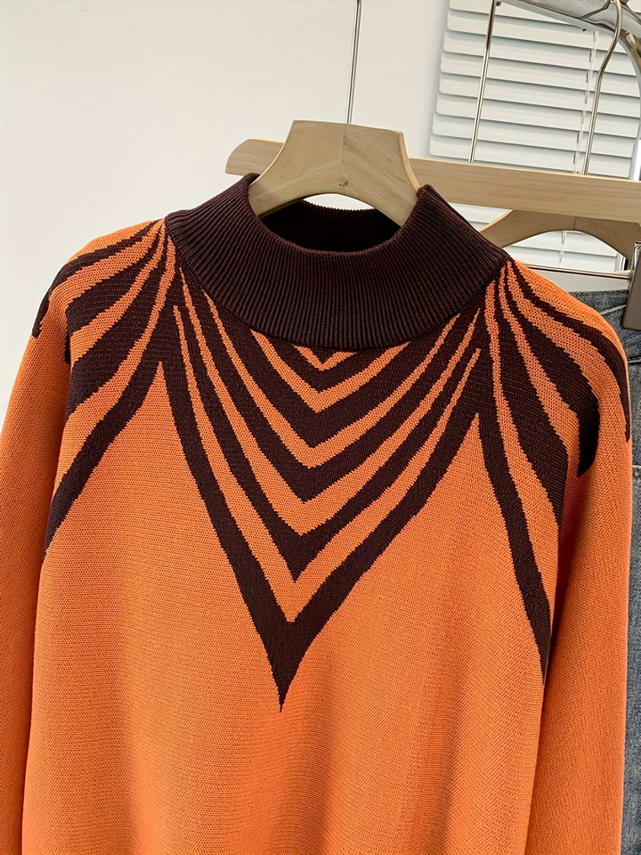 Anevra – Jacquard-Strickpullover in Farbkombination