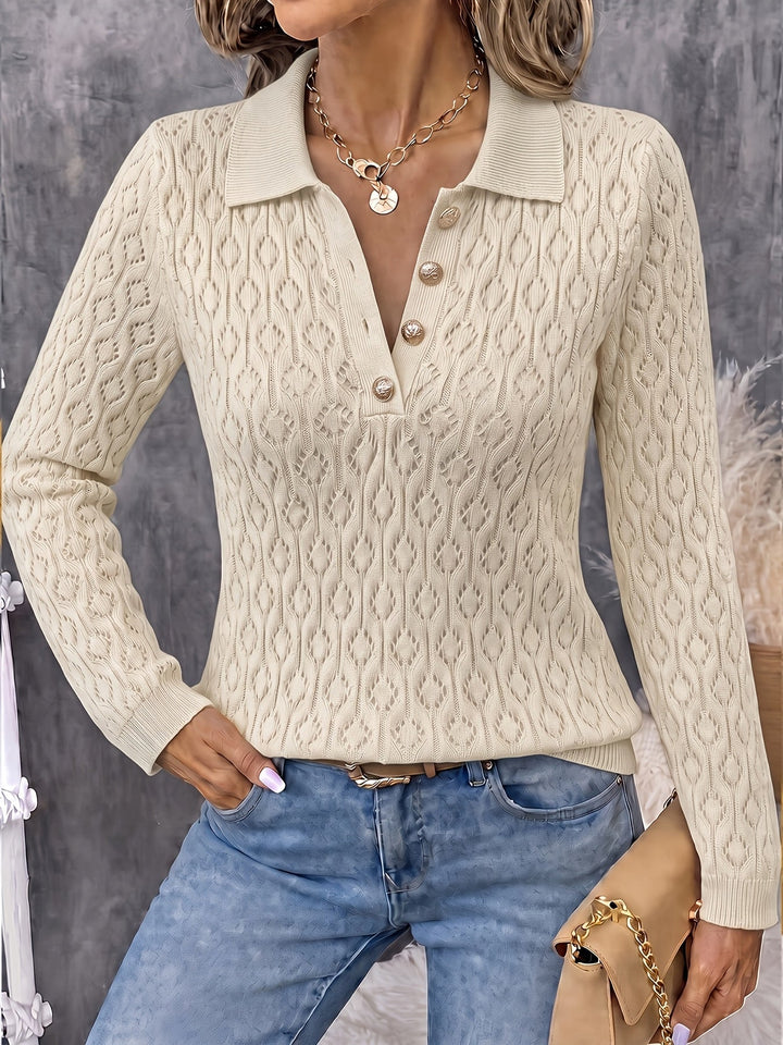 Avenya – offen gestrickter Polopullover