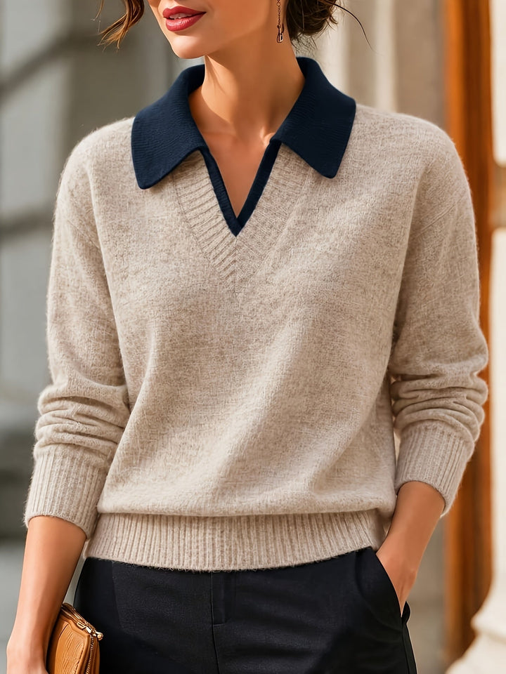 Cirelle – Pullover mit doppeltem Kontrastkragen