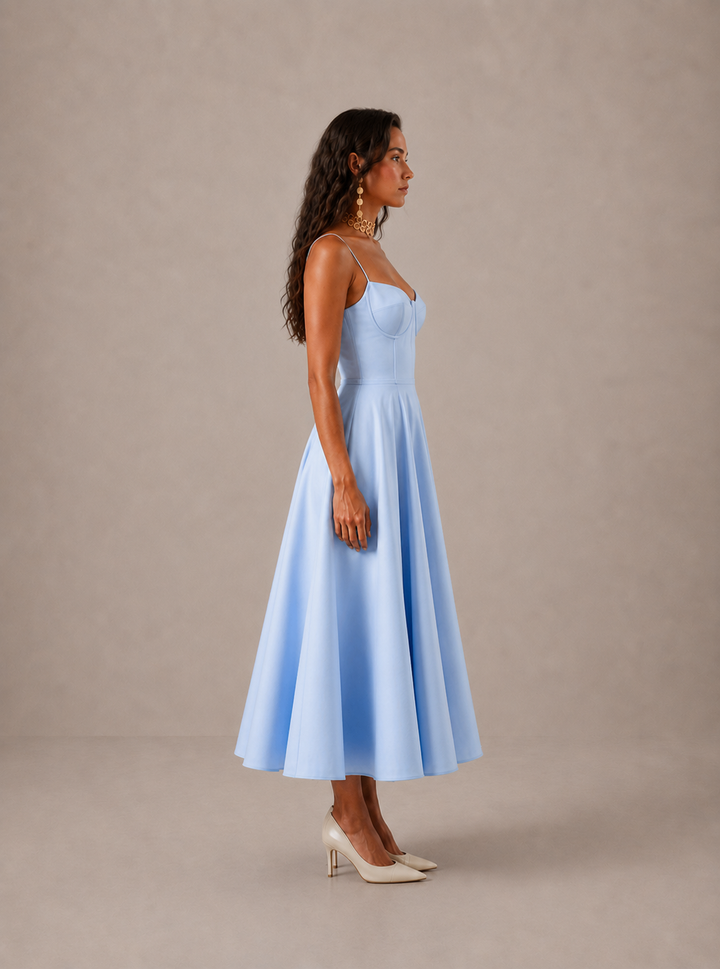 Averla – Kleid mit Herzausschnitt aus technischem Gewebe