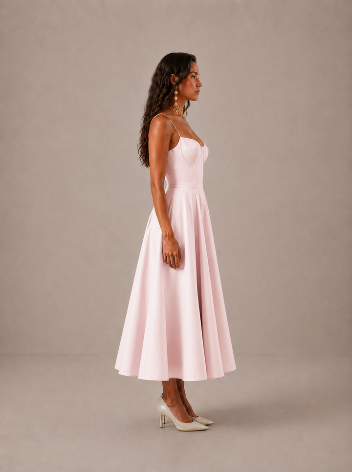 Averla – Kleid mit Herzausschnitt aus technischem Gewebe