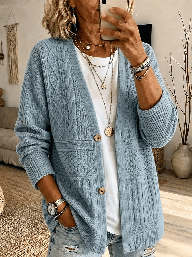 Nalira – bedruckte Jersey-Strickjacke