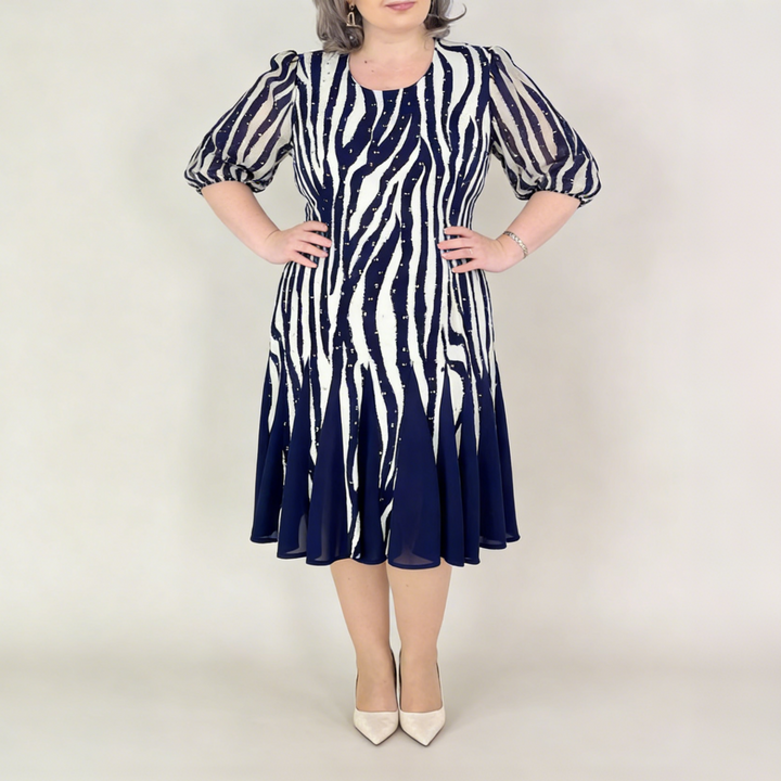 Rilena – mit Netzärmeln gestricktes Kleid