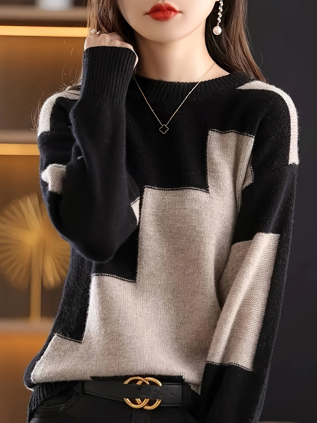 Neriva – Farbblock-Strickpullover