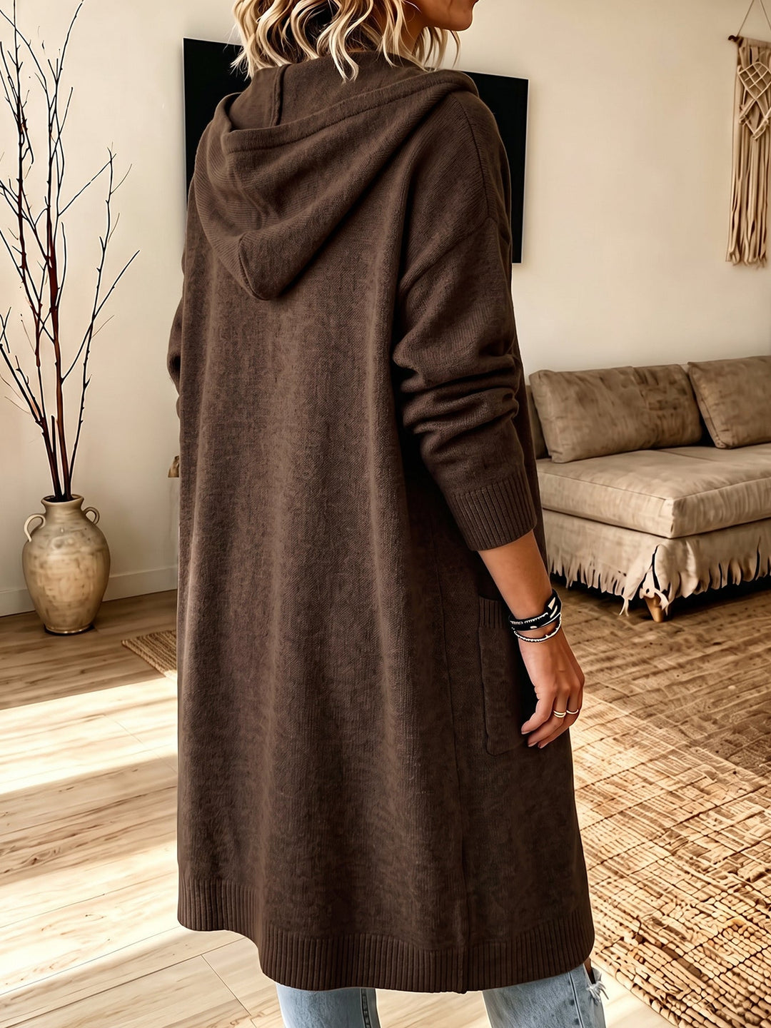 Nevora – Kapuzen-Viskose-Strickjacke