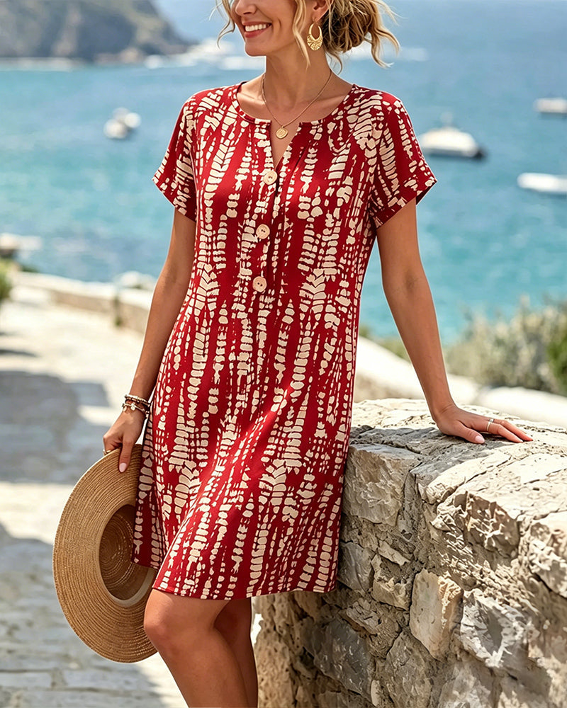Mevara – Bedrucktes Kleid mit Knopfleiste