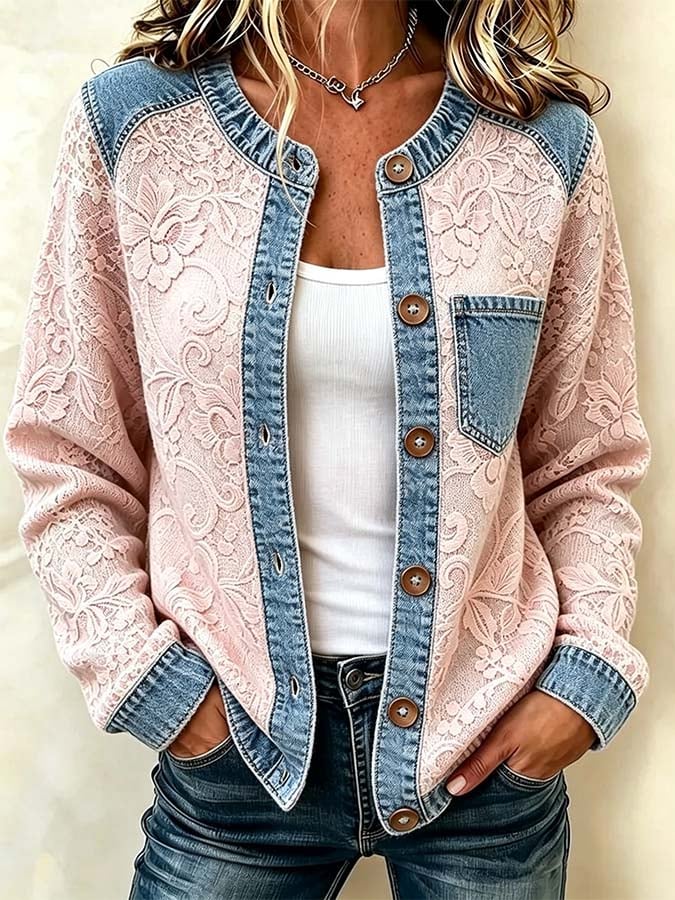 Kelira – Ahornblatt-Druck-Strickjacke