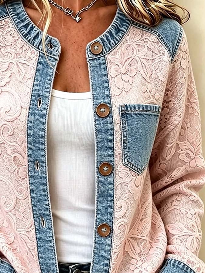 Kelira – Ahornblatt-Druck-Strickjacke
