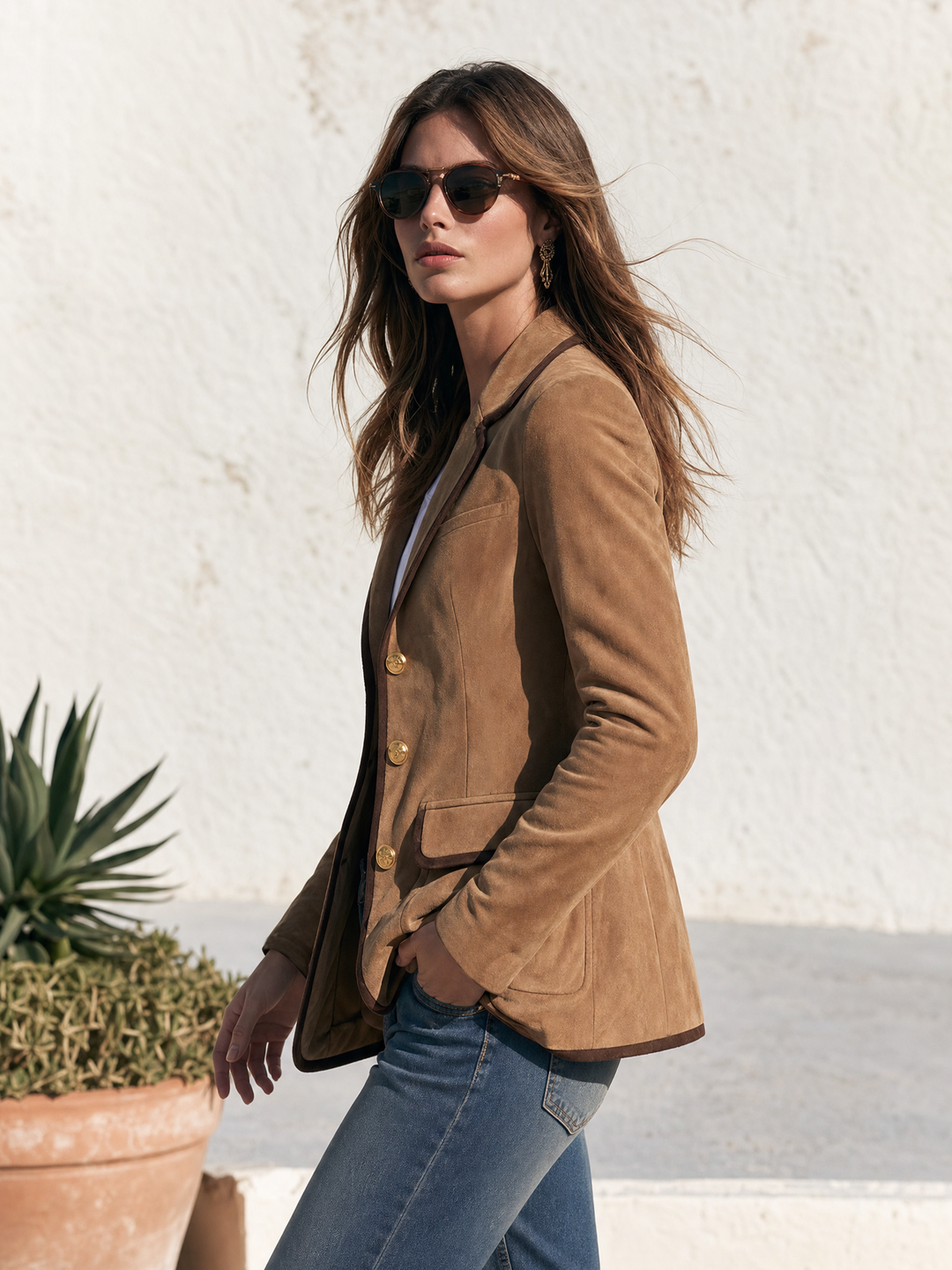 Relani – mit Kontrastbesatz, Kunstwildleder-Blazer