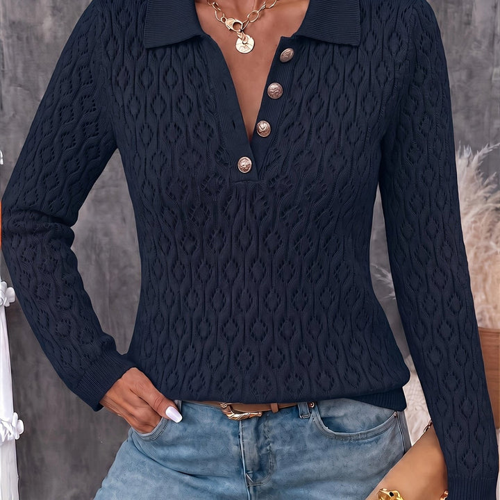 Avenya – offen gestrickter Polopullover
