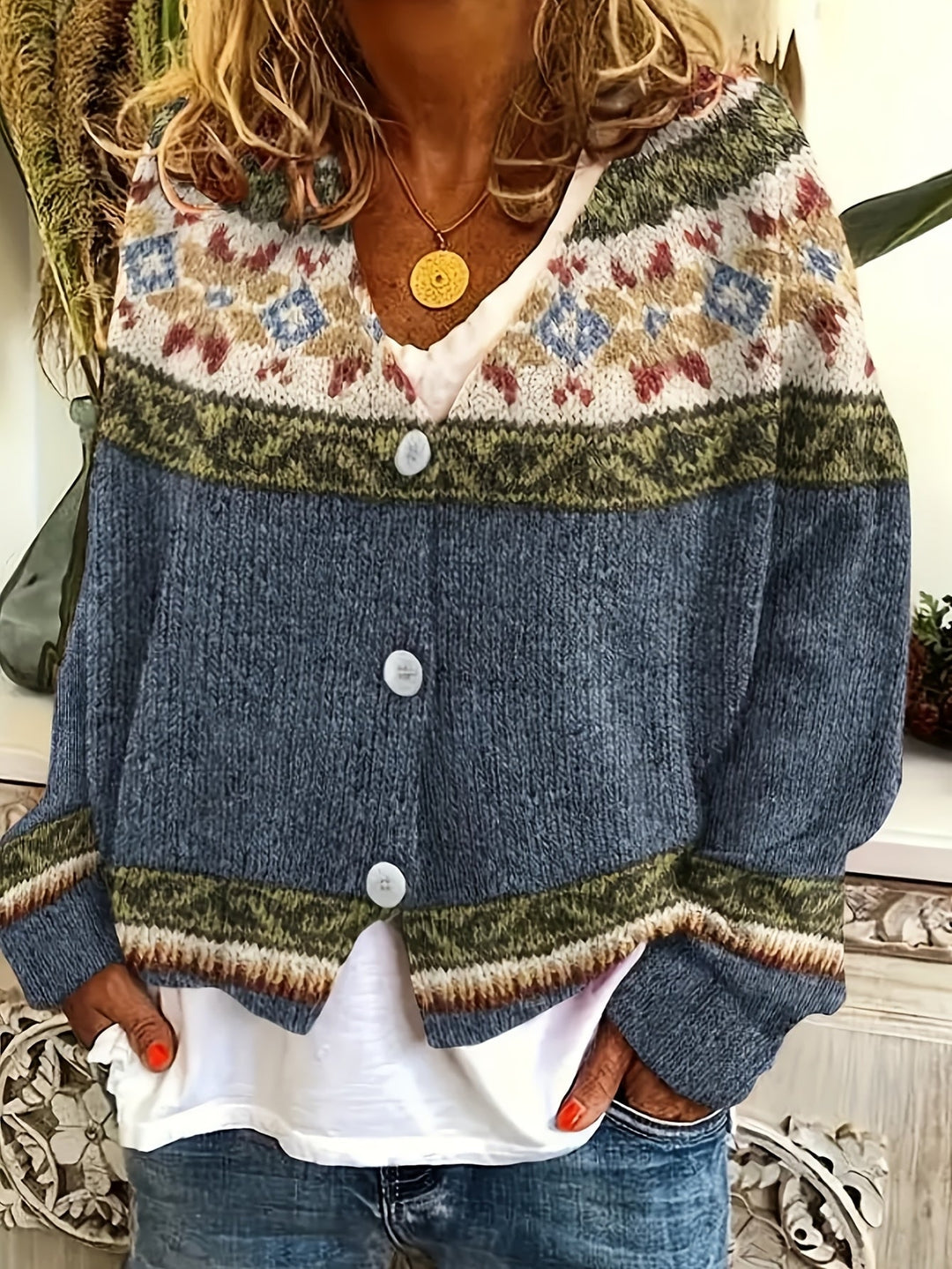 Mireva – Farbblock-Strickjacke