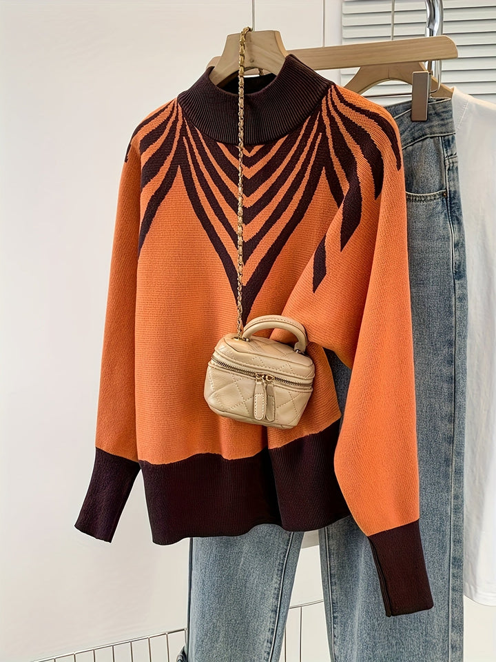 Anevra – Jacquard-Strickpullover in Farbkombination