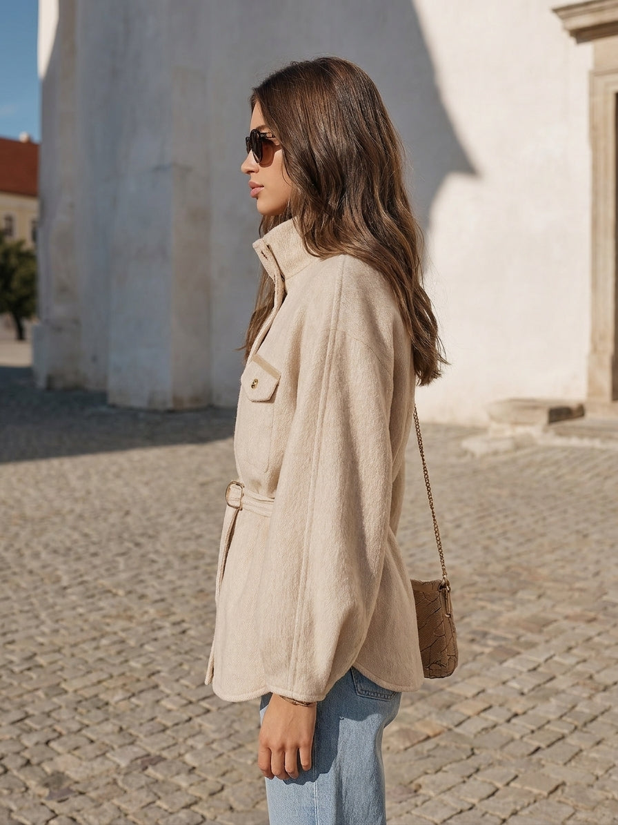 Ivenna – Stehkragen-Jacke aus Wollmischung