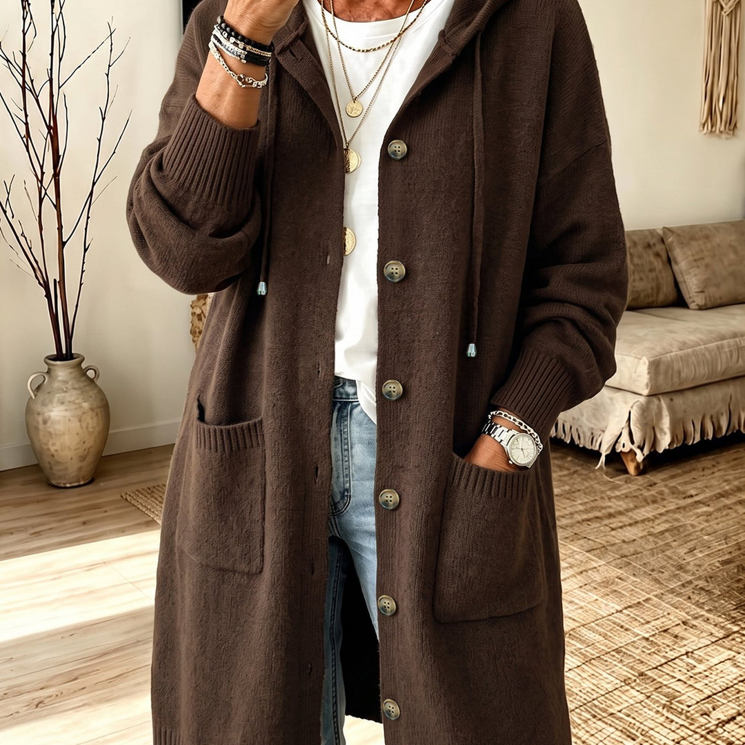 Nevora – Kapuzen-Viskose-Strickjacke