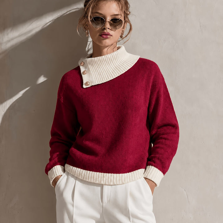 Calira – Asymmetrischer Halsausschnitt-Strickpullover