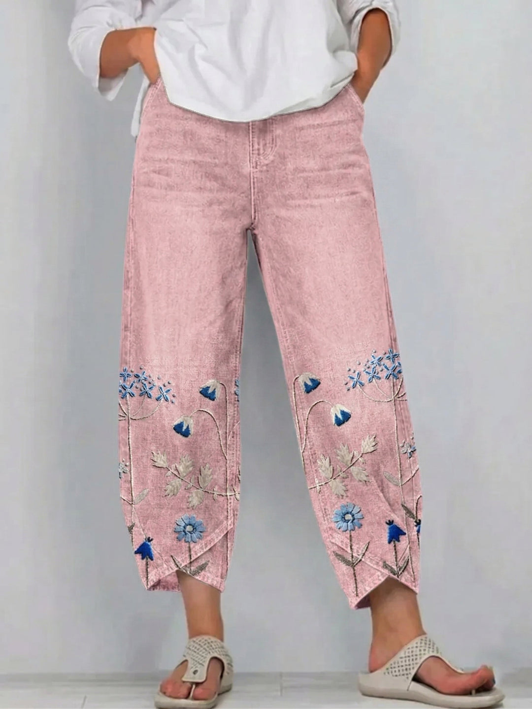Anvera – bestickte Baumwollhose