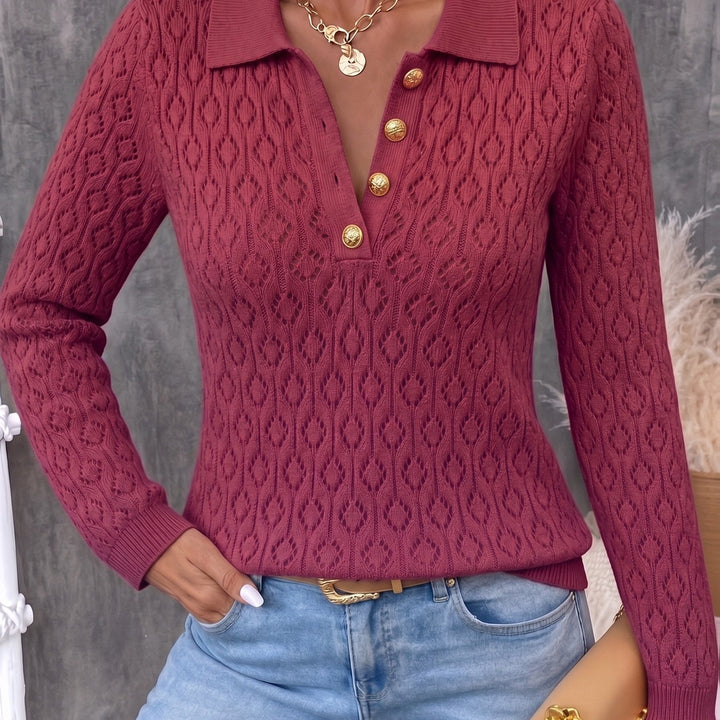 Avenya – offen gestrickter Polopullover
