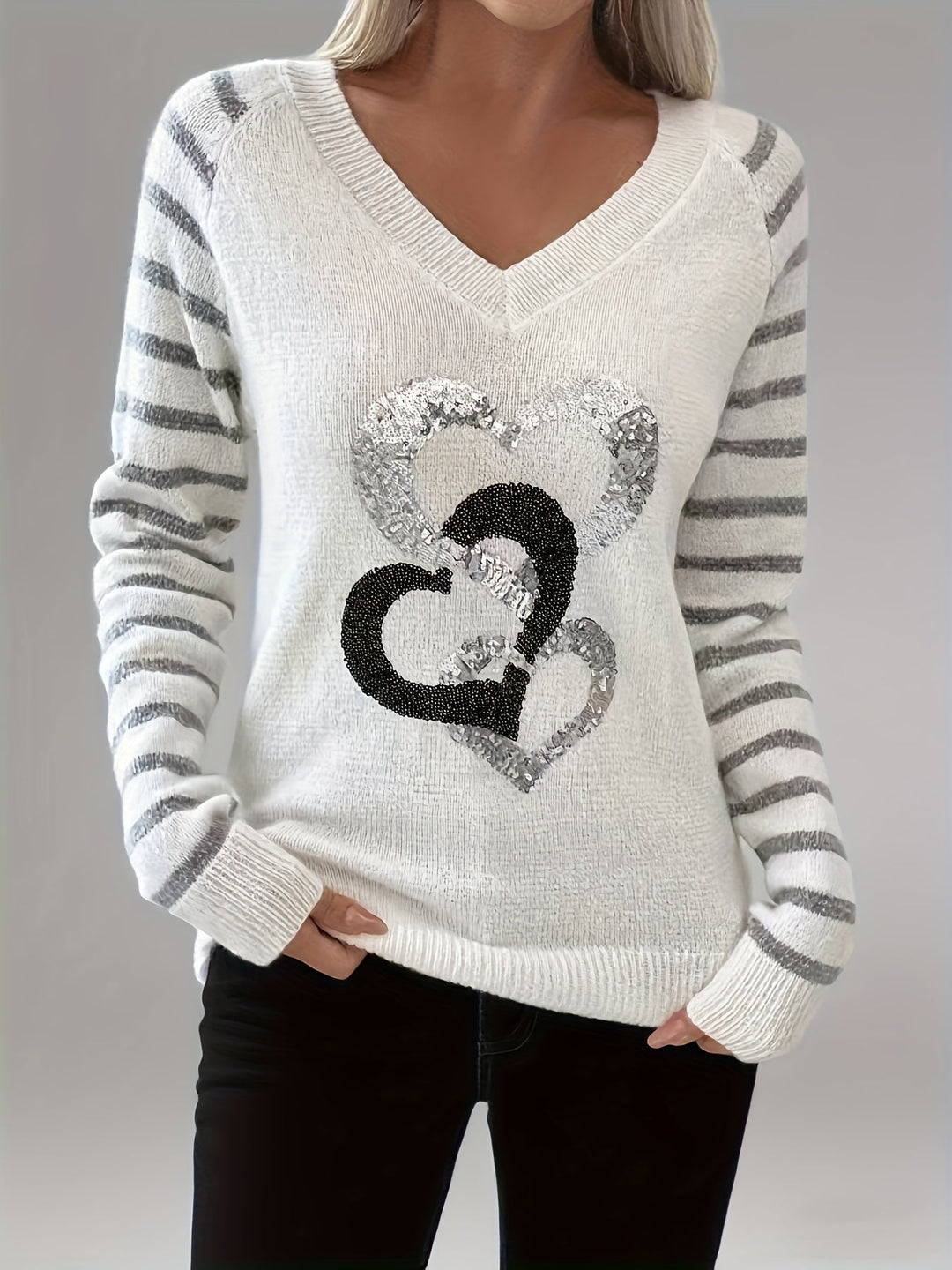 Velara – Mit Paillettenbesatz gestrickter Pullover