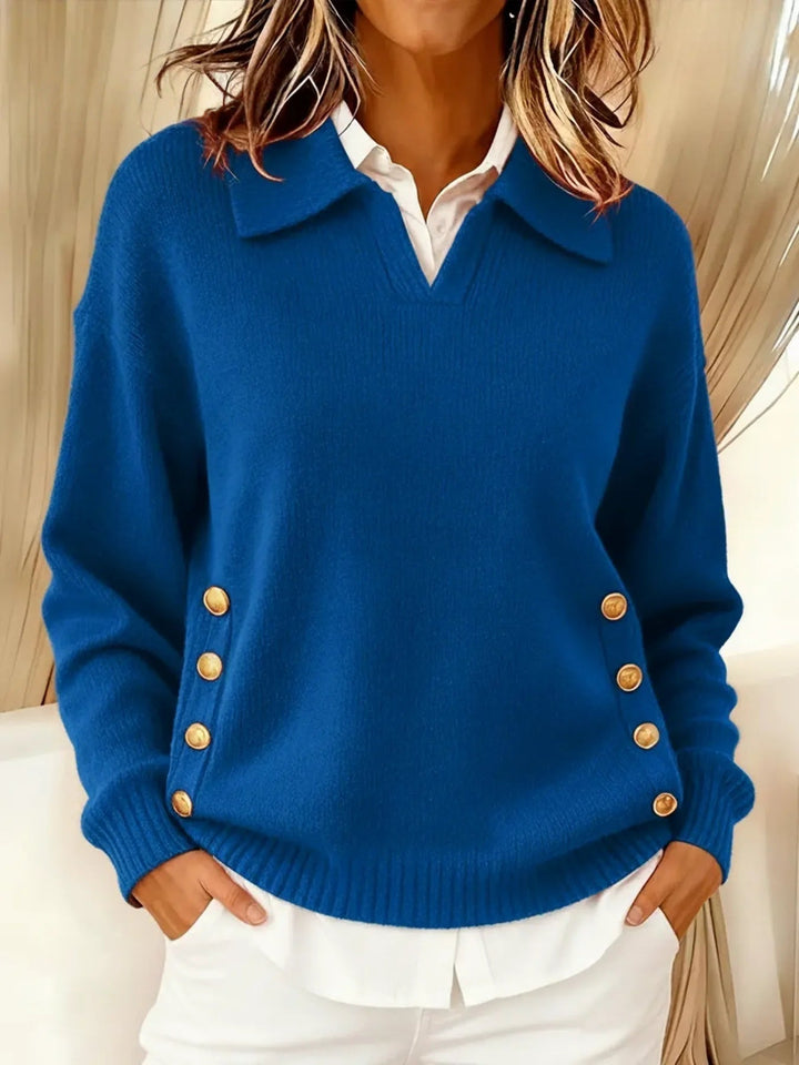 Navira – Mit Seitenschlitz und Stehkragen gestrickter Pullover
