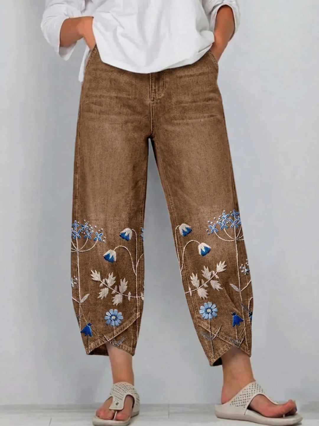 Anvera – bestickte Baumwollhose