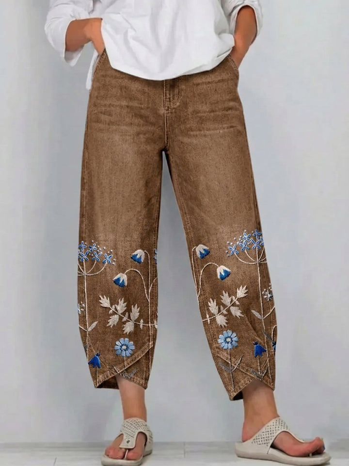 Anvera – bestickte Baumwollhose