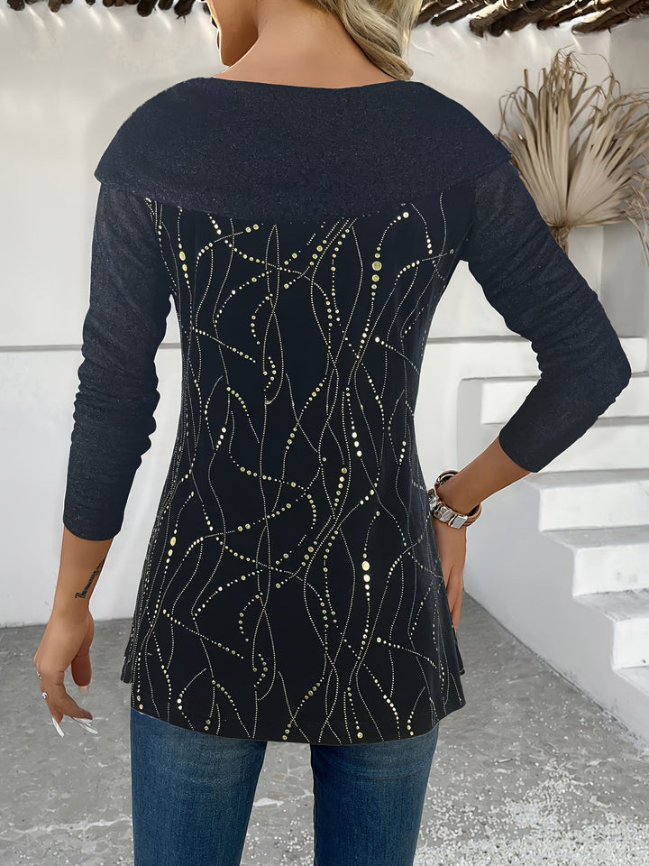 Avenya – mit Revers in Folienoptik, Strick-Pullover-Set