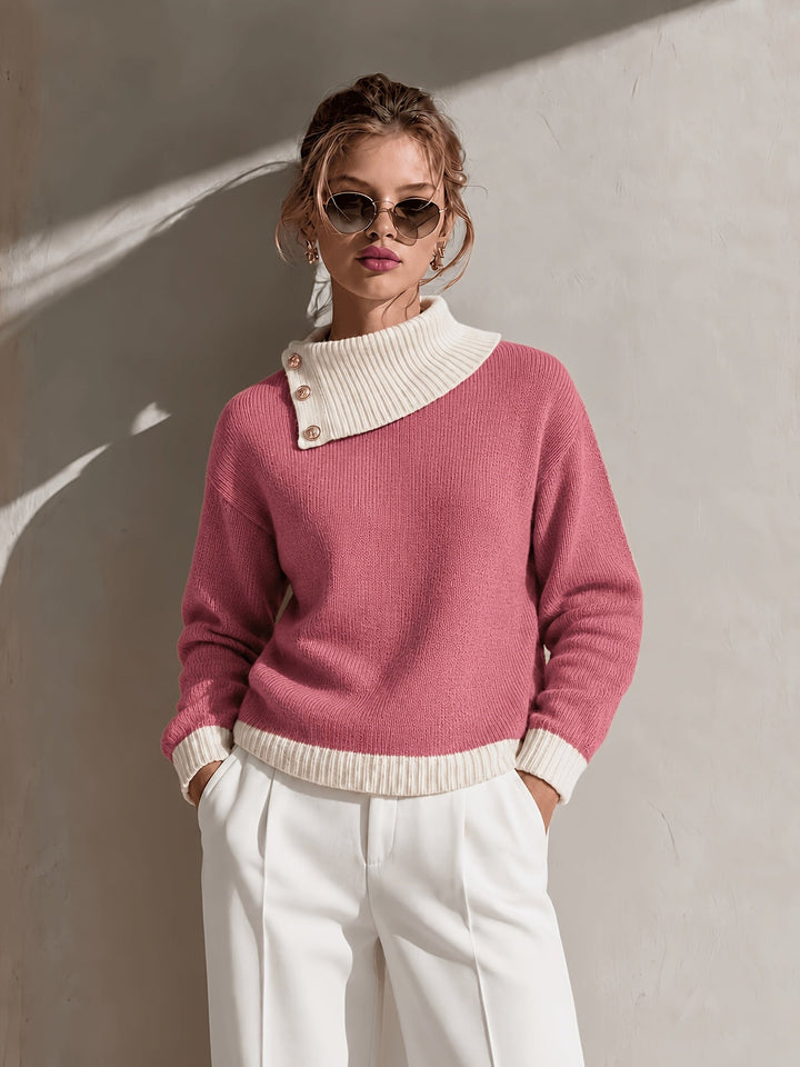 Calira – Asymmetrischer Halsausschnitt-Strickpullover