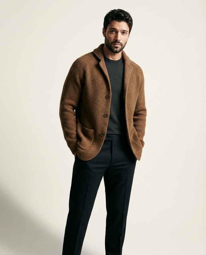 Shawl Collar Rib Knit Cardigan