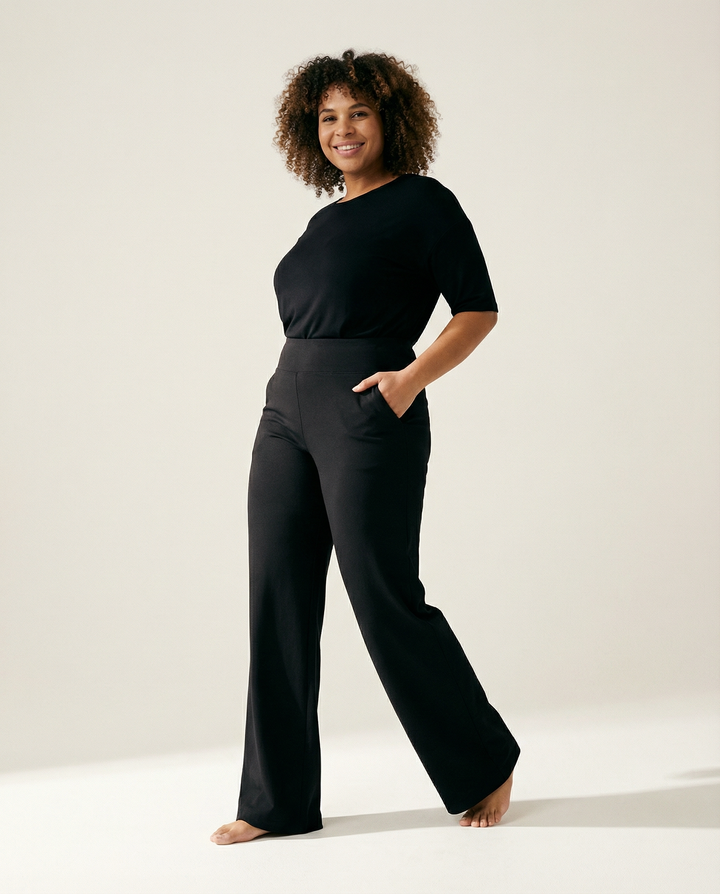 Straight-Leg Stretch-Woven Trousers