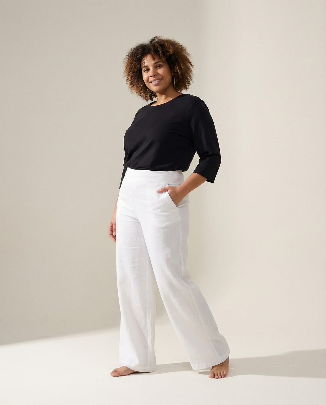 Straight-Leg Stretch-Woven Trousers