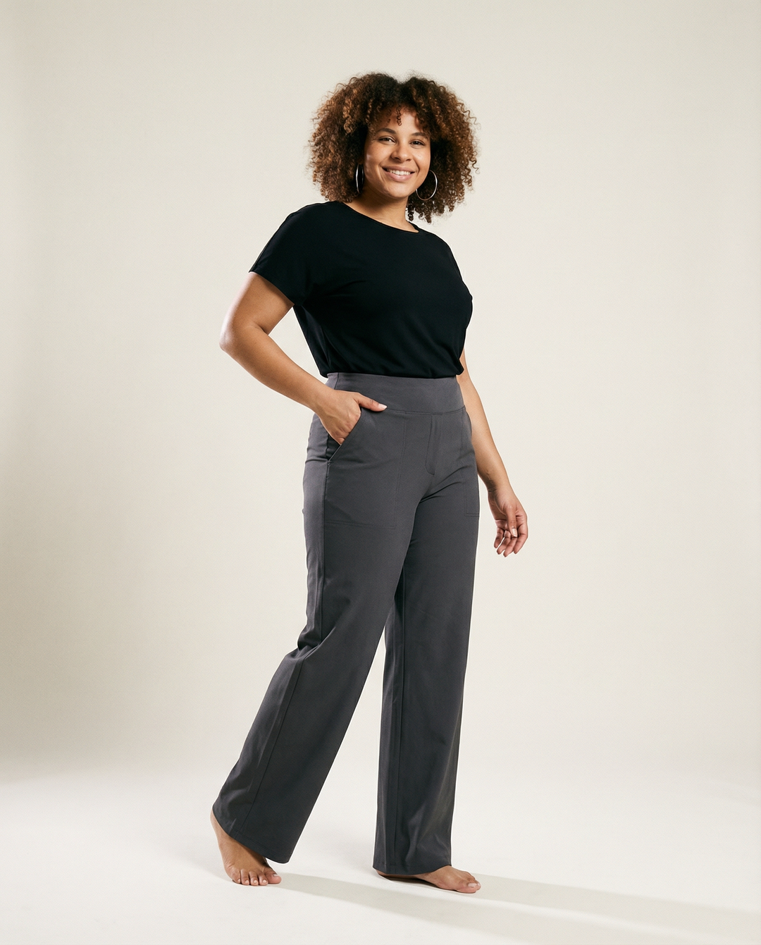 Straight-Leg Stretch-Woven Trousers