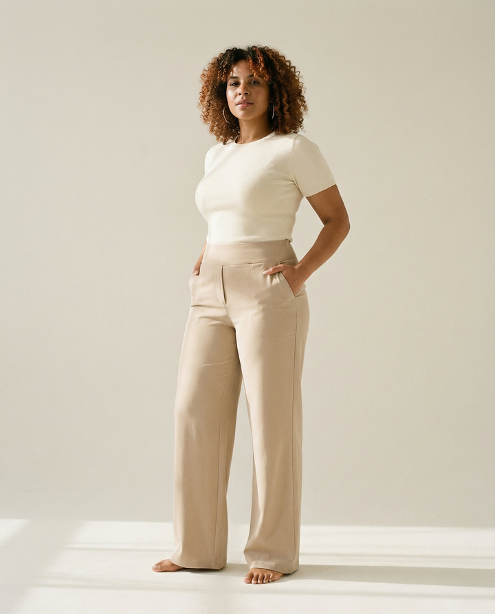 Straight-Leg Stretch-Woven Trousers