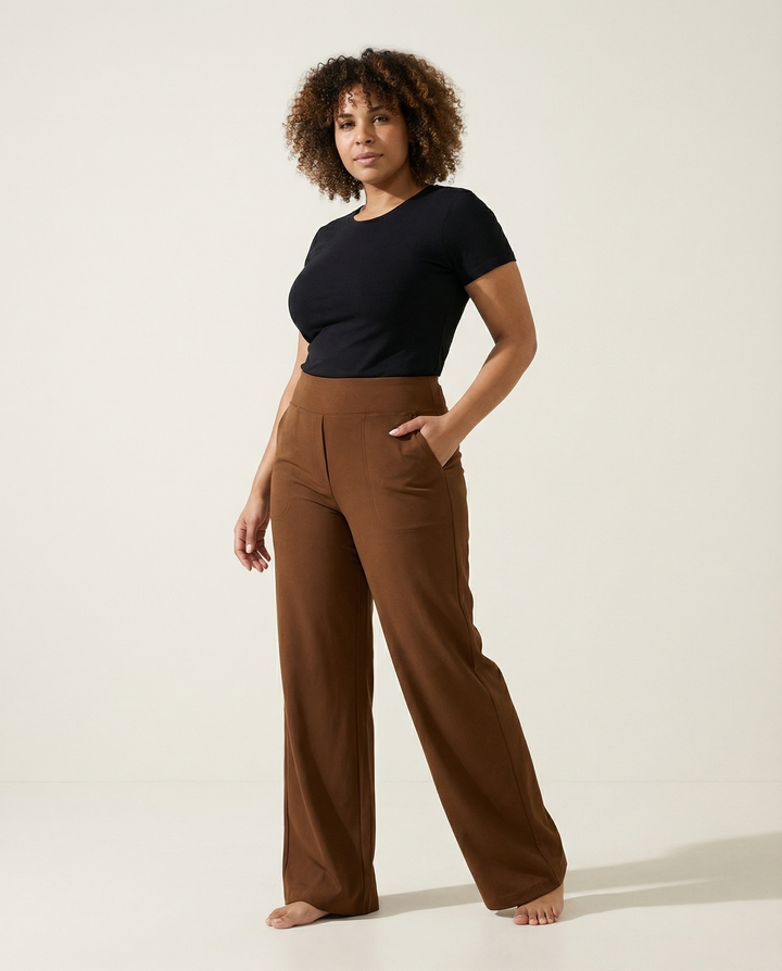 Straight-Leg Stretch-Woven Trousers