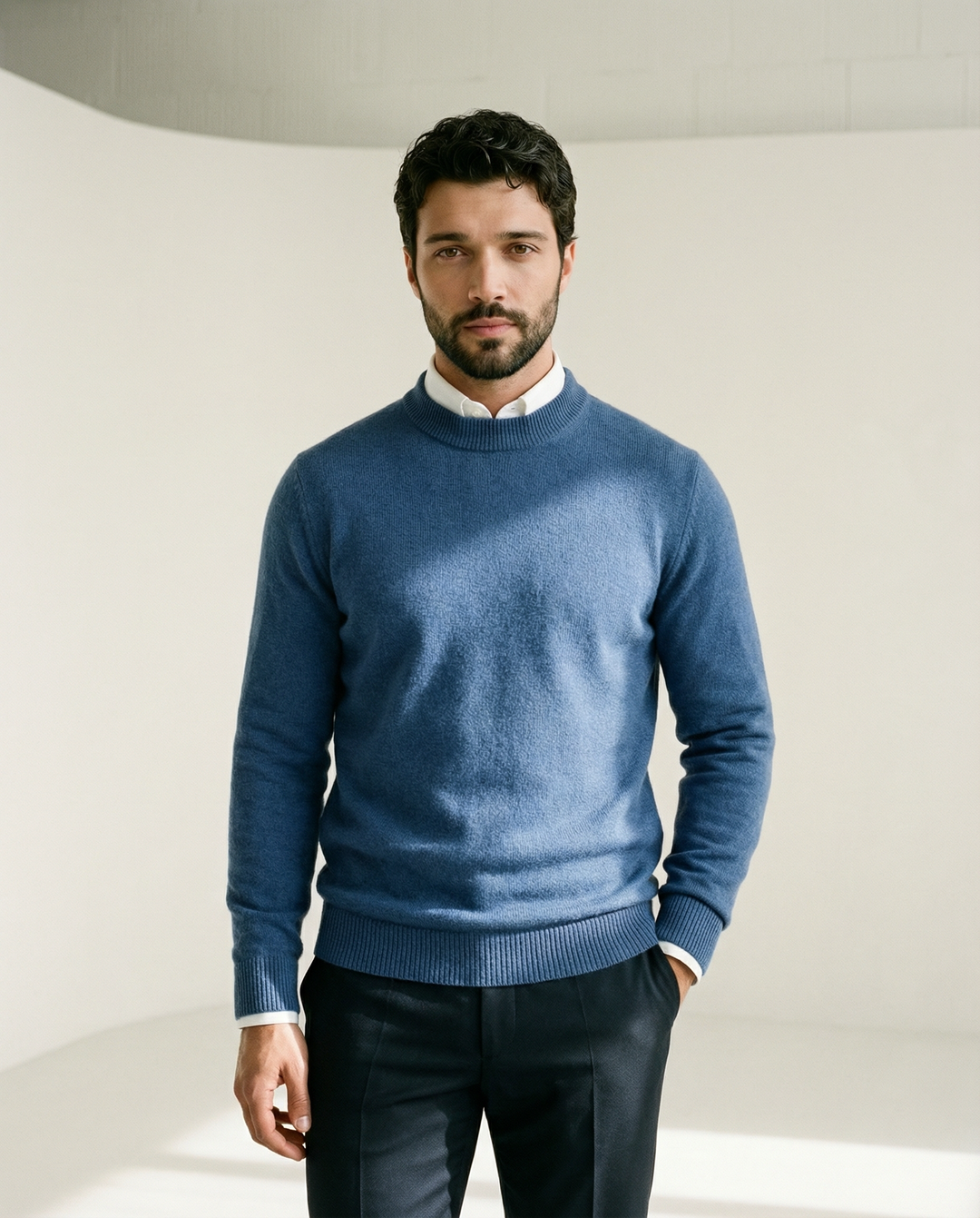 Fine-Gauge Cashmere-Blend Sweater