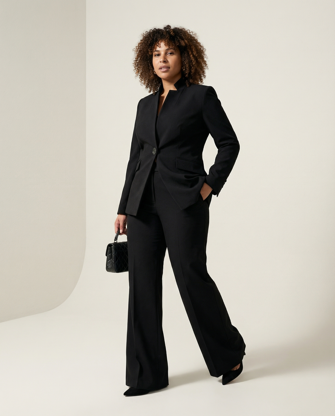 Single-Button Woven Trouser Suit