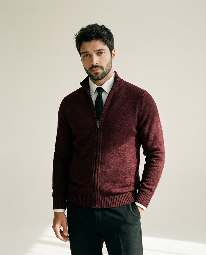 Fitted Merino-Cotton Cardigan