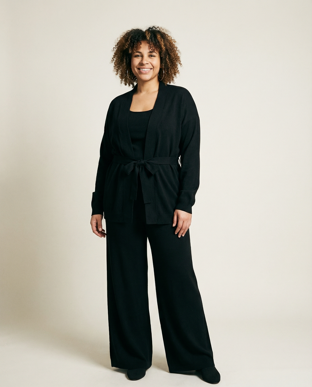 Belted Cardigan Knit Home Set
