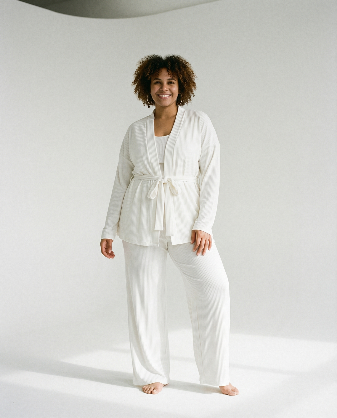 Belted Cardigan Knit Home Set