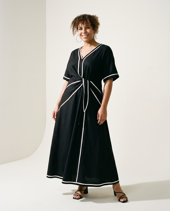 Sivora - Defined Waist Midi Dress