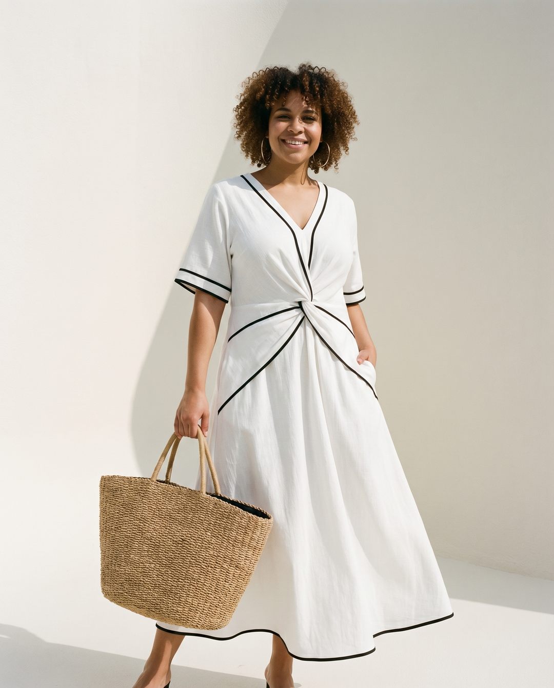 Sivora - Defined Waist Midi Dress