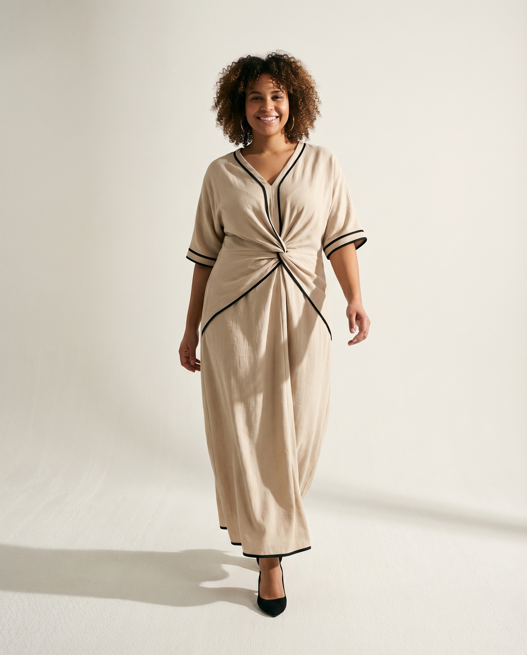Sivora - Defined Waist Midi Dress