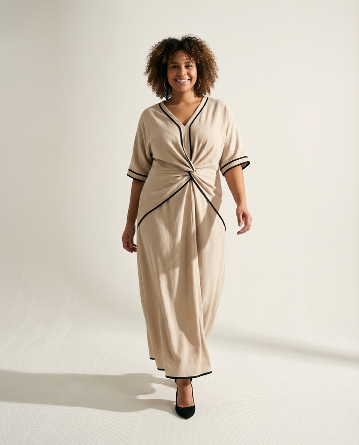 Sivora - Defined Waist Midi Dress