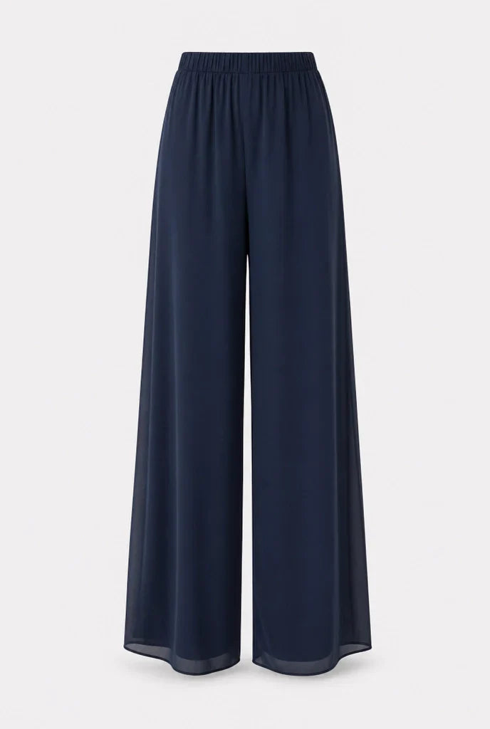 Sivela - Asymmetric Overlay Chiffon Palazzo Set