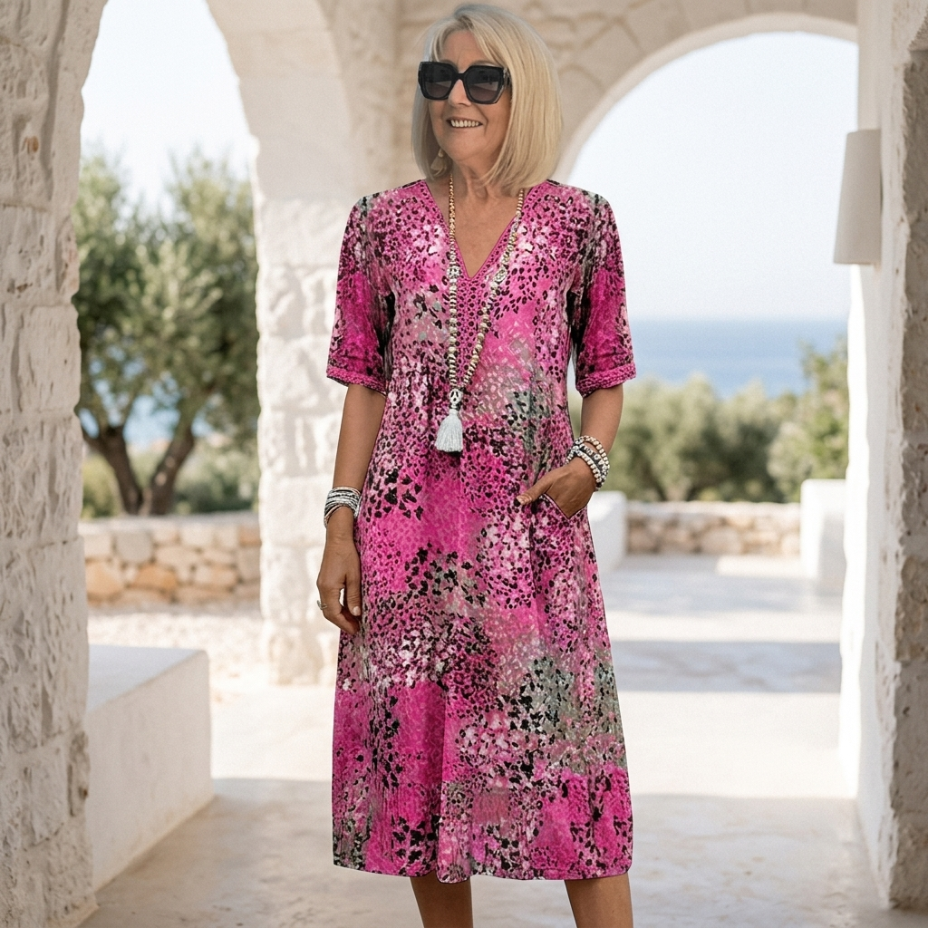 Navira – A-Linien-Midikleid aus Baumwollmischung