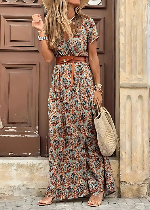 Nivara – Maxikleid mit elastischem Bund und Druck