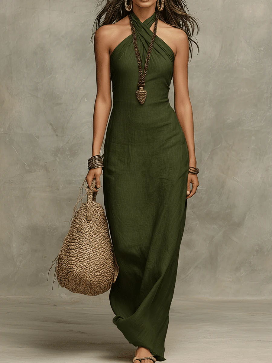 Arlise – Neckholder-Leinenkleid
