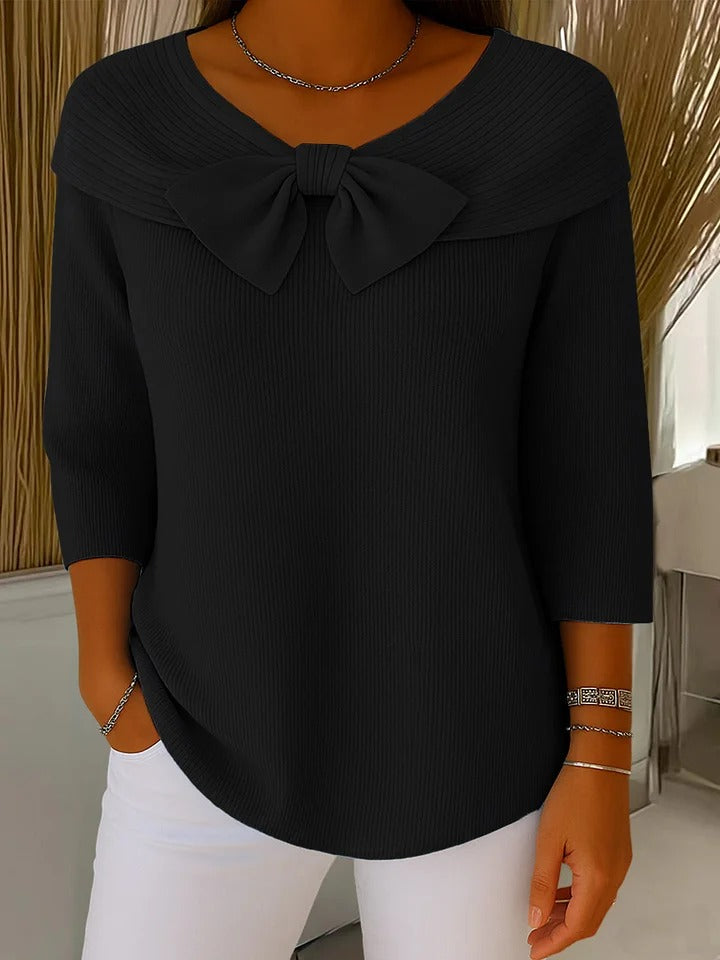 Reniva – Schleifenkragen-Strickpullover