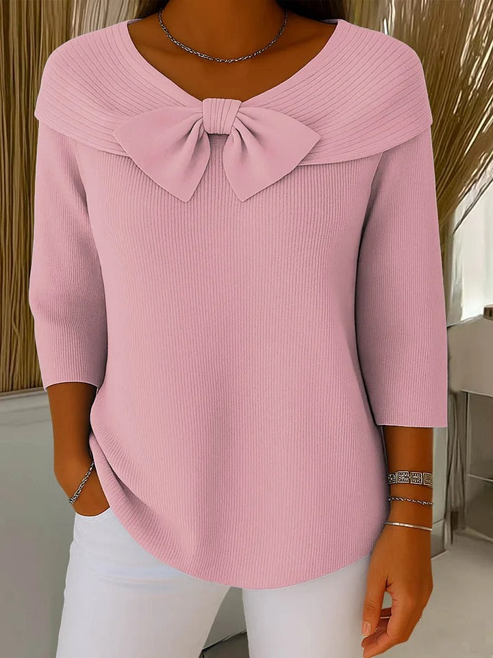 Reniva – Schleifenkragen-Strickpullover