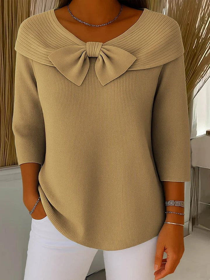 Reniva – Schleifenkragen-Strickpullover
